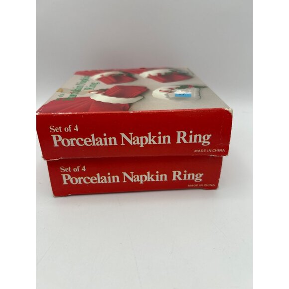 Napkin Rings Candy Cane Christmas Porcelain Set Of 8 Holiday Table Fun Canes - Picture 2 of 4